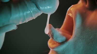 Капли спермы на губах