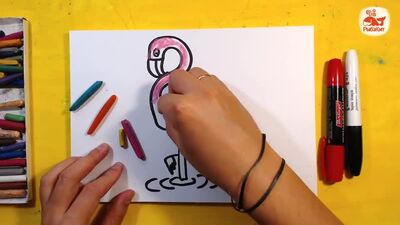 Как нарисовать Фламинго, Урок рисования для детей от 3 лет