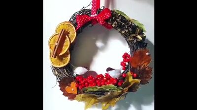 ОСЕННИЙ ВЕНОК С МАРИНОВАННЫМИ ЛИСТЬЯМИ