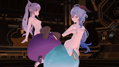 Gensin Удар слизью, горячий секс Ganyu Keqing