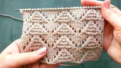 Ажурные узор спицами Домики для вязания плечевых изделий, носков и шарфов