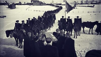 Атака казаков на отступающих итальянцев и немцев, ВОВ