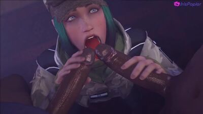 Ela - BBC; oral sex; minet; double blowjob; facefuck; licking; lipfuck; kissing; 3D sex porno hentai; [Rainbow Six Siege]