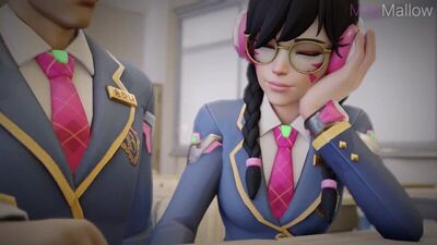 (Sound) D.Va handjob - Classroom [Overwatch, MagMallow;Porn;Hentai;R34;Sex;Blender;порно;хентай]