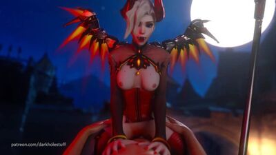 Mercy - POV; succubus; riding; vaginal fucked; big boobs; big tits; 3D sex porno hentai; [Overwatch]