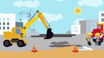 ЭКСКАВАТОР - развивающая веселая детская песенка-мультик про трактор машины строительную технику