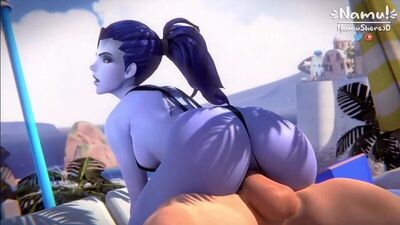 Widowmaker - NSFW; sex on the beach; thicc; big ass; big butt; 3D sex porno hentai; (by @NamuShere3D) [Overwatch]
