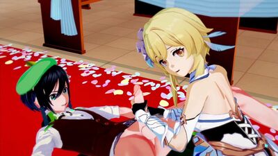 Venti трахает Lumine - Genshin, удар