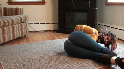 Enchantress Sahrye Tied Strap Gagged in Brown Knee Boots (Tied in Heels)