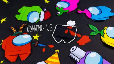 Оригами AMONG US из бумаги БЕЗ КЛЕЯ Бумажная игрушка Origami Paper AMONG US without glue