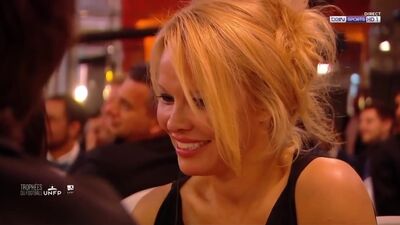 Adil Rami Pamela Anderson UNFP Trophy 2019 at Studio Gabriel on May 19, 2019 in Paris, France