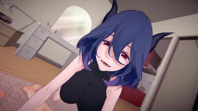 Член в синеволосом чертенке