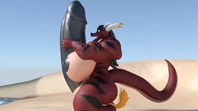 Renamon Futanari и фута-драконесса - инфляция и рост спермы