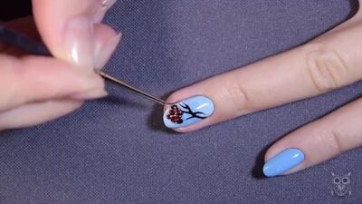 Зимний маникюр l Снегирь и рябина